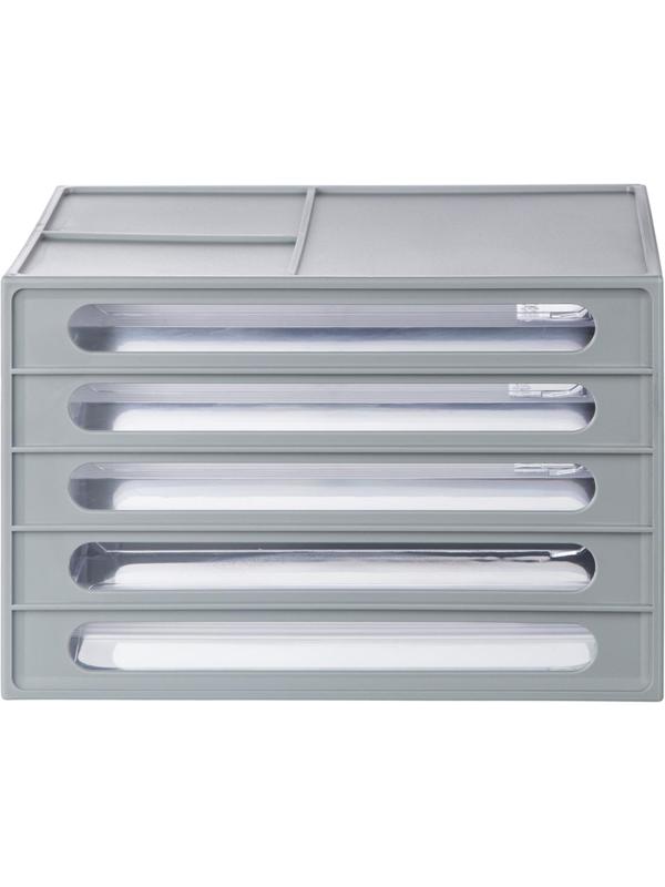 Бокс с выдвижными лотками Стамм, серый 4 прозрачных лотка ВЛ53