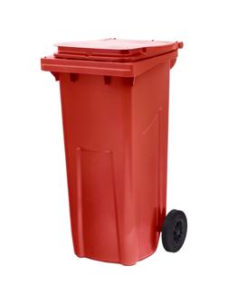 Контейнер-бак мусорный 120л, на 2-х колёсах, с крышкой, красный