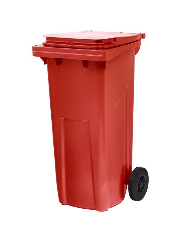 Контейнер-бак мусорный 120л, на 2-х колёсах, с крышкой, красный