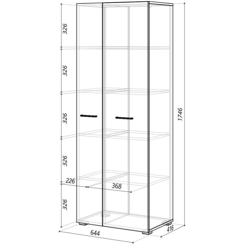 Мебель для дома IN Шкаф Homeoffice закрытый 644x416x1746 Дуб натуральный