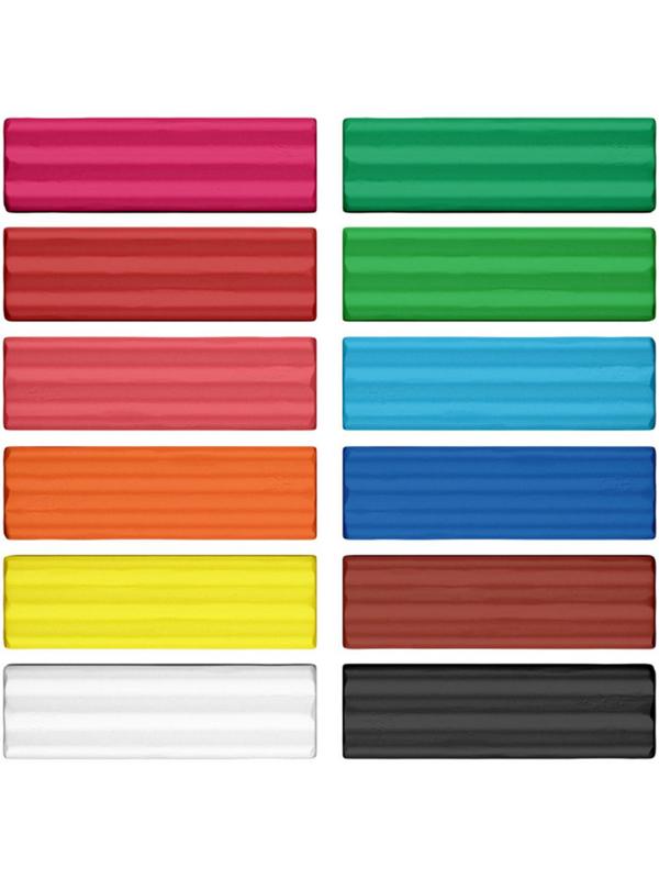 Пластилин мягкий восковой ErichKrause 12 цв.со стеком, 156г, 53416