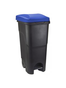 Контейнер-бак мусорный IDEA 85л с педалью на колесах синяя крышка