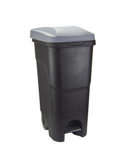 Контейнер-бак мусорный IDEA 85л с педалью на колесах серая крышка