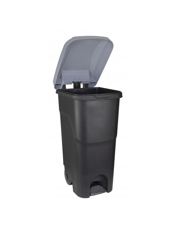 Контейнер-бак мусорный IDEA 85л с педалью на колесах серая крышка