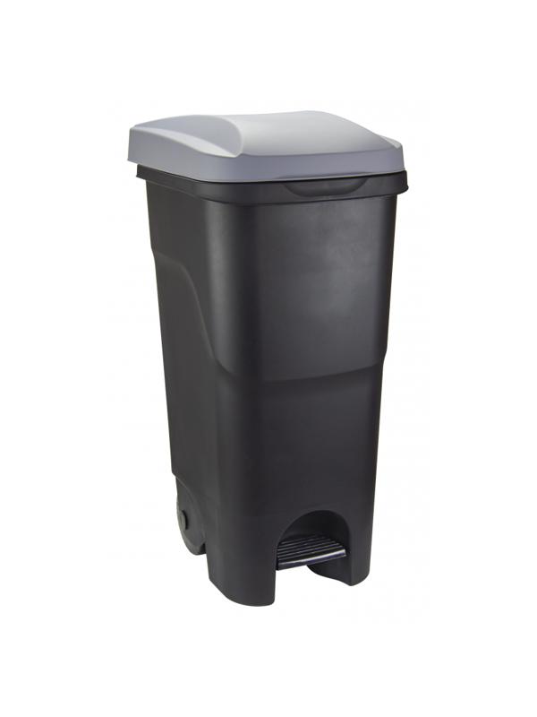 Контейнер-бак мусорный IDEA 85л с педалью на колесах серая крышка