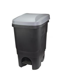 Контейнер-бак мусорный IDEA 60л с педалью на колесах серая крышка