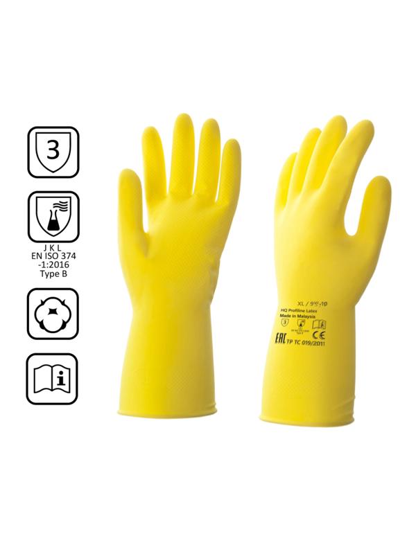 Перчатки латексные HQ Profiline арт.73590 желтые р.XL