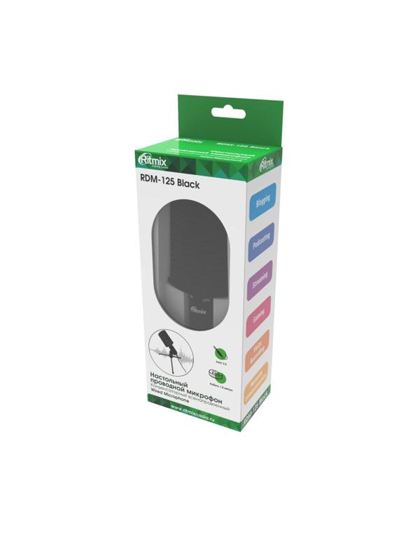 Микрофон RITMIX RDM-125 Black, конденсаторный, всенапр, настольный