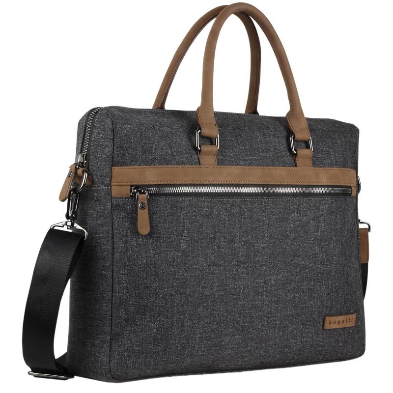 Портфель мужской BUGATTI Luce 16'', серый, полиэстер, 40х8х31,5 см,49650249
