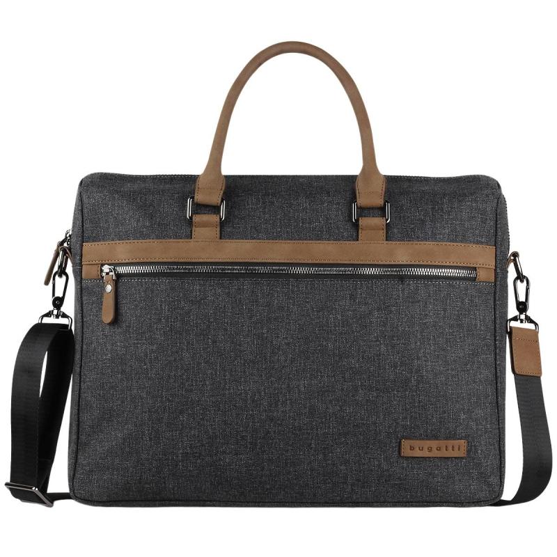 Портфель мужской BUGATTI Luce 16'', серый, полиэстер, 40х8х31,5 см,49650249