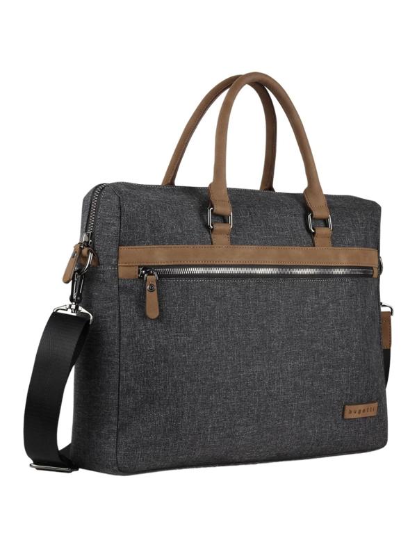 Портфель мужской BUGATTI Luce 16'', серый, полиэстер, 40х8х31,5 см,49650249