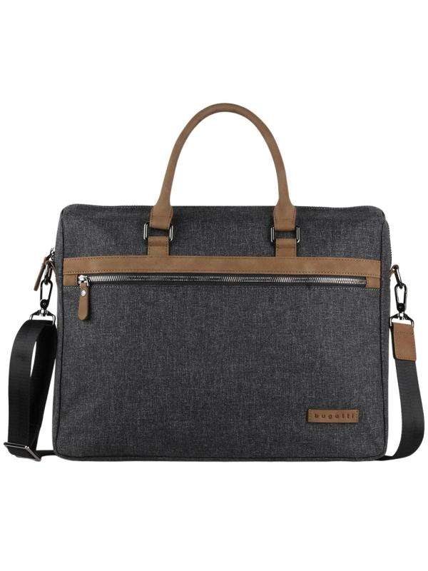 Портфель мужской BUGATTI Luce 16'', серый, полиэстер, 40х8х31,5 см,49650249