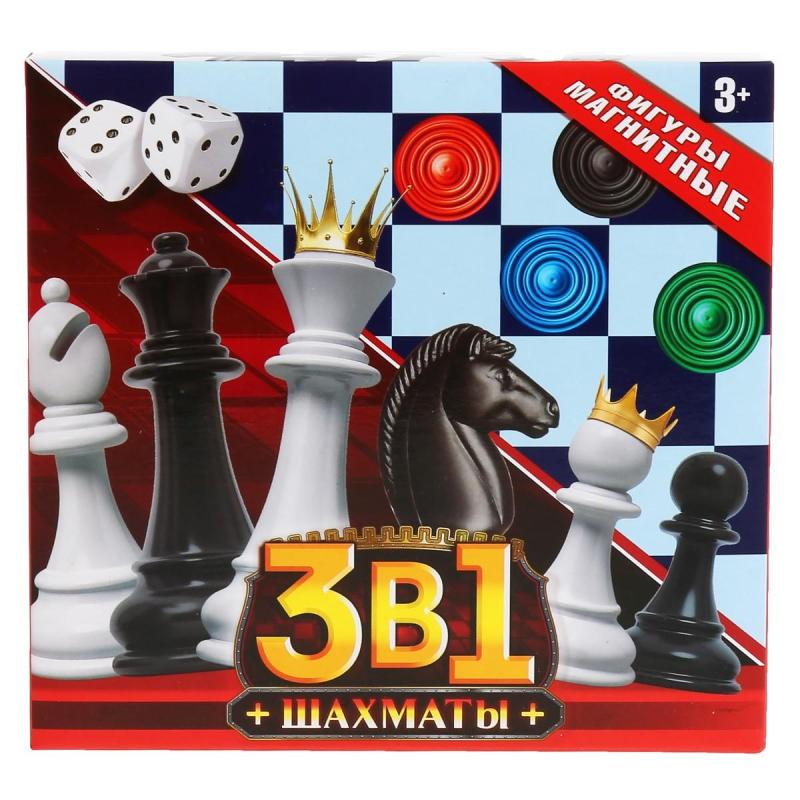 Настольная игра Шахматы магнитные 3в1 +2игры-ходилки кор. 1704K634-R