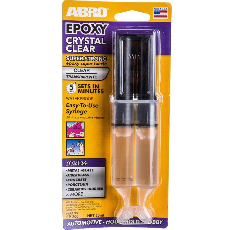 Клей эпоксидный в шприце ABRO INDUSTRIES INC прозрачный, 25 мл EP-300