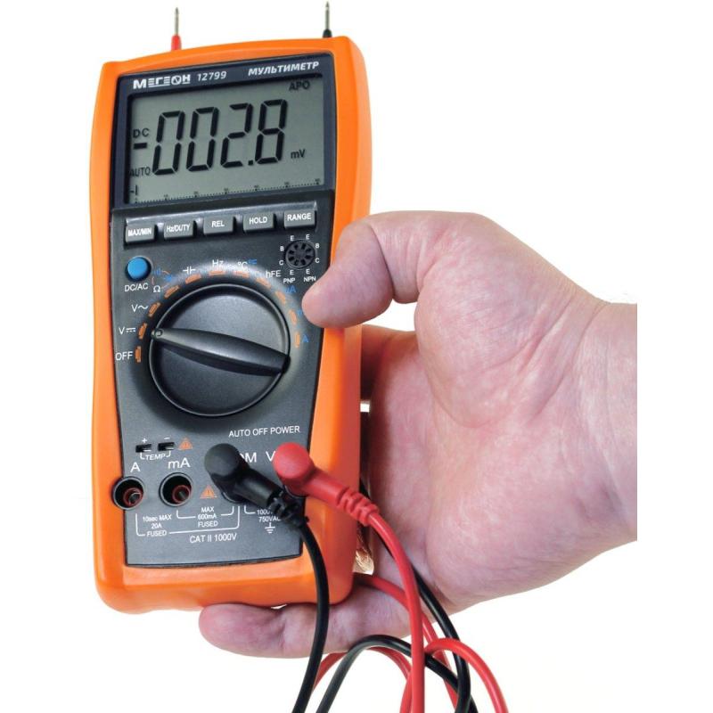 Мультиметр цифровой с автоматическим выбором диапазона МЕГЕОН 12799