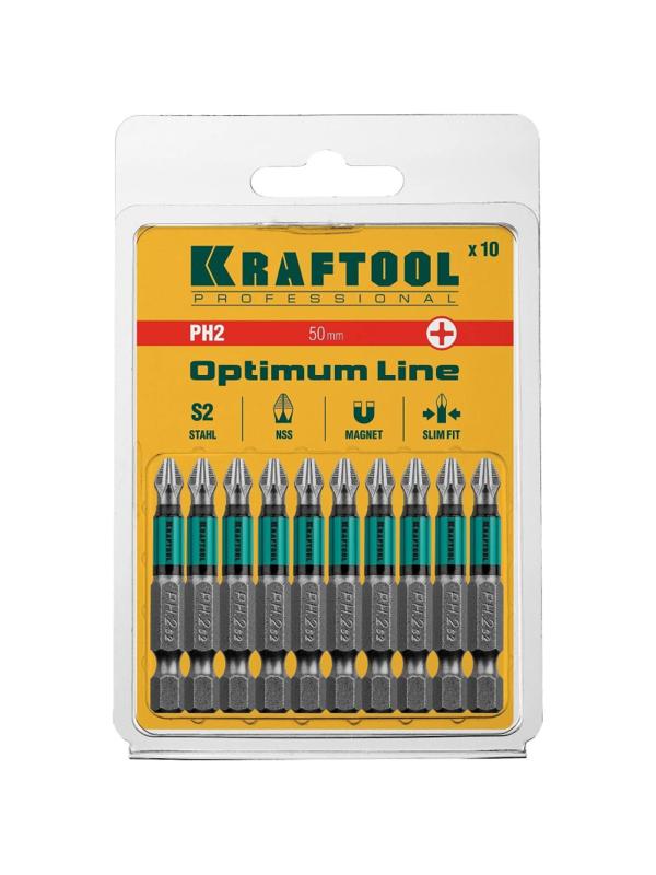 Бита KRAFTOOL Optimum Line PH2, 50 мм, тип E, 10 шт/уп (26122-2-50-10)