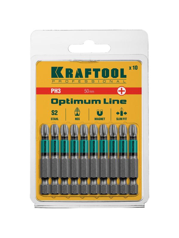 Бита KRAFTOOL Optimum Line PH3, 50 мм, тип E, 10 шт/уп  (26122-3-50-10)