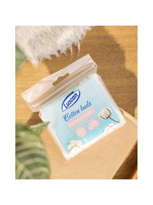 Палочки ватные Luscan zip-пакет 100шт/уп