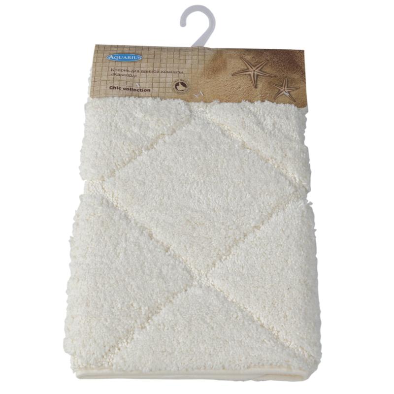 Коврик для ванной из микрофибры Ромбы 50х80см., цв. экрю /жаккард/, 66764