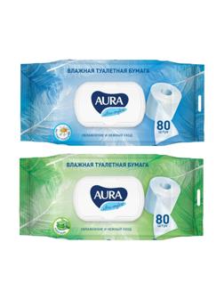 Бумага туалетная влажная AURA ULTRA COMFORT с крышкой 80шт/уп