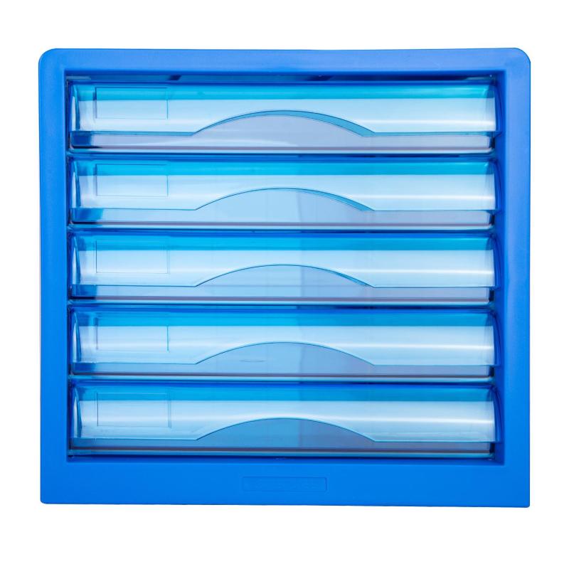 Бокс с выдвижными лотками Deli E9777B, 5 выдвижн лотков синий