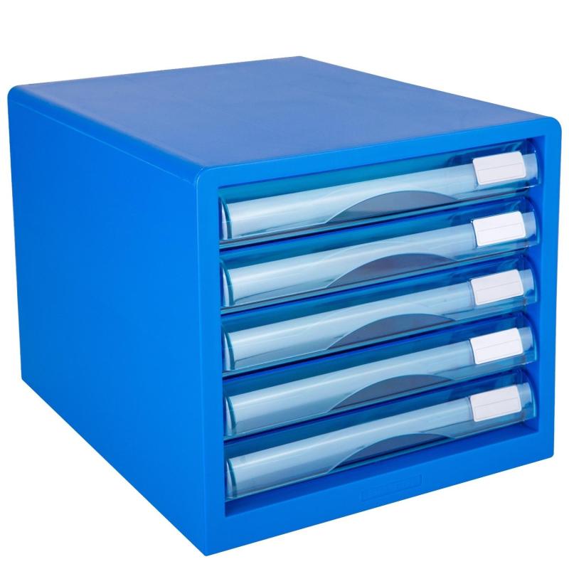 Бокс с выдвижными лотками Deli E9777B, 5 выдвижн лотков синий