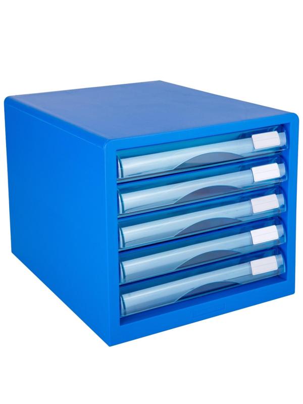 Бокс с выдвижными лотками Deli E9777B, 5 выдвижн лотков синий
