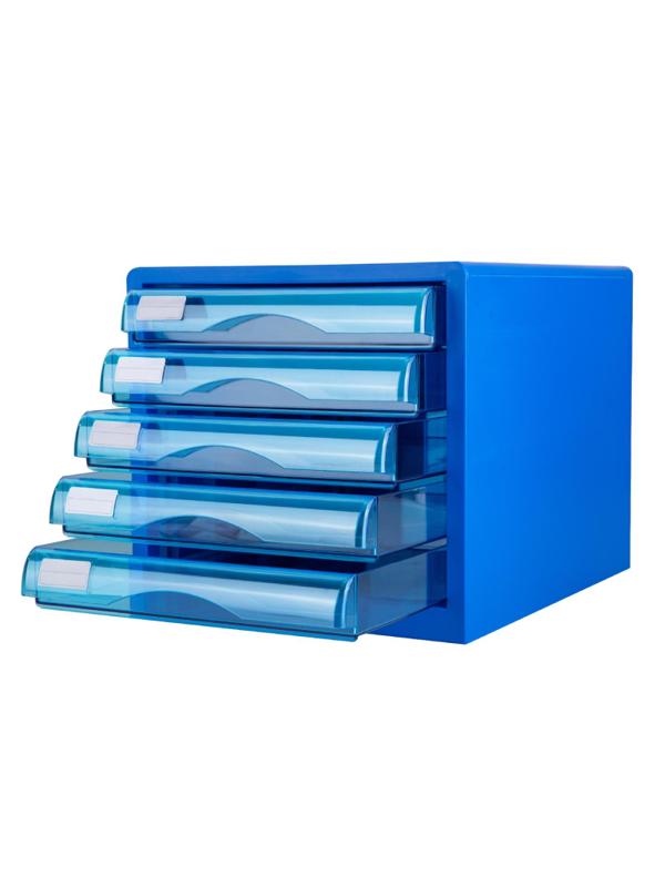 Бокс с выдвижными лотками Deli E9777B, 5 выдвижн лотков синий