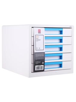 Бокс с выдвижными лотками Deli Rio EZ01033, 5 выдвижн лотков, белый/синий