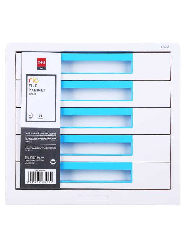 Бокс с выдвижными лотками Deli Rio EZ01033, 5 выдвижн лотков, белый/синий