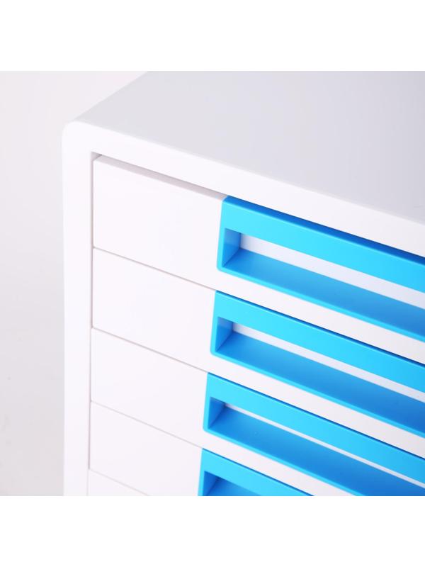 Бокс с выдвижными лотками Deli Rio EZ01033, 5 выдвижн лотков, белый/синий