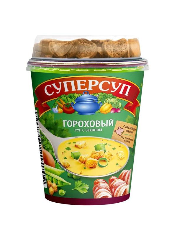 Суп Суперсуп Гороховый с беконом+гренки 45г 12шт/уп