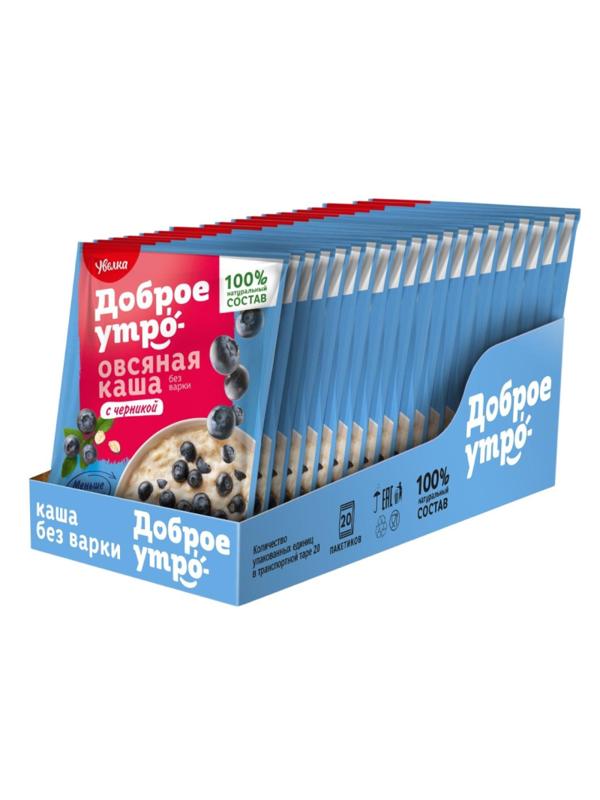 Каша Увелка овсяная с черникой 40гх20шт/уп