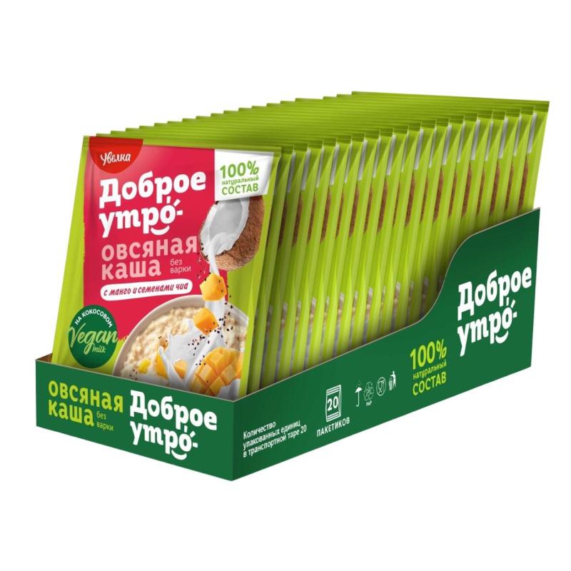 Каша Увелка овсяная на осн кокос напитка с манго и сем-ми чиа 40гх20шт/уп