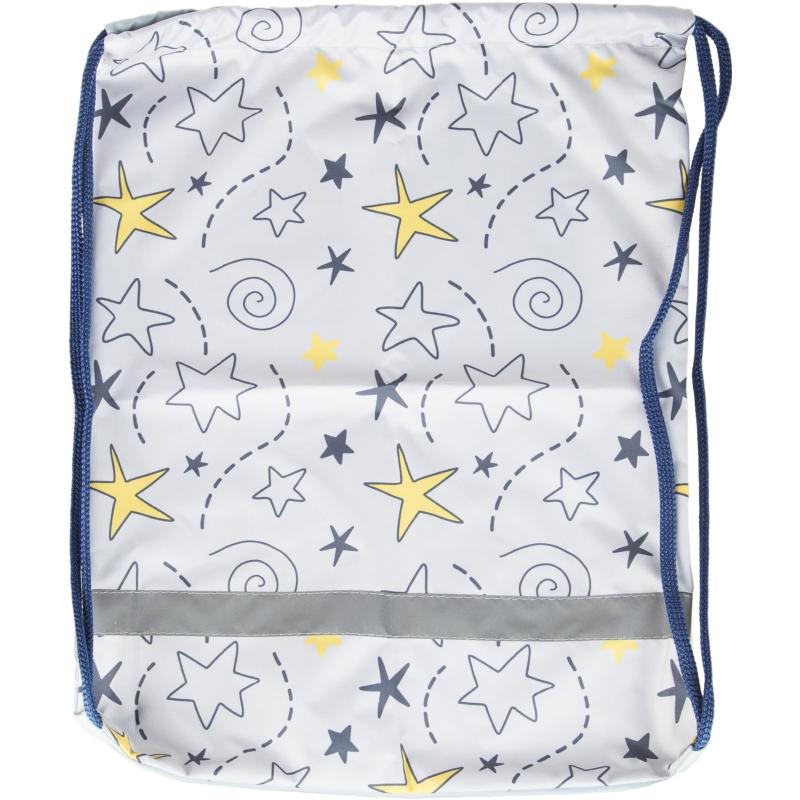 Мешок для обуви №1School Серый со звездами,МО-26-1с, 360x470 мм, светоотр