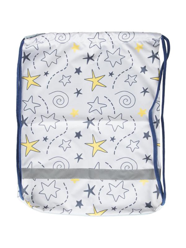 Мешок для обуви №1School Серый со звездами,МО-26-1с, 360x470 мм, светоотр