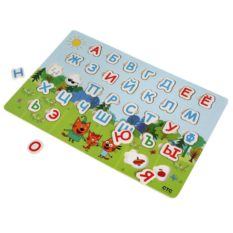 Игра Игрушка деревянная Три Кота вкладыши алфавит,терм.пак Буратино,341306