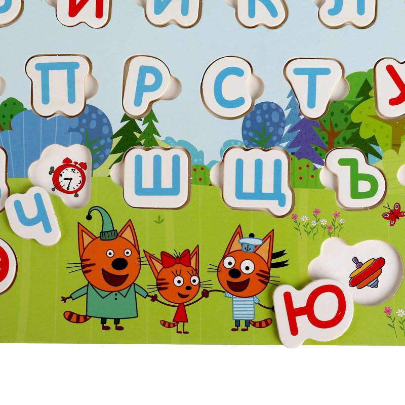 Игра Игрушка деревянная Три Кота вкладыши алфавит,терм.пак Буратино,341306
