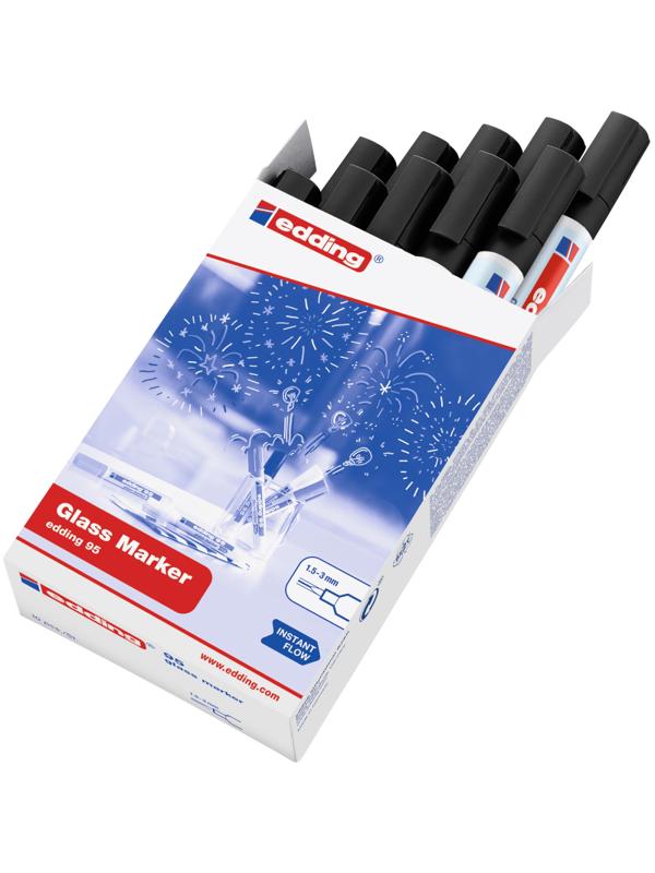 Маркер для стеклянных досок EDDING E-95/001 черный 1,5-3мм круг. наконечник