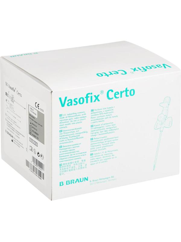 Катетер периферический с доп.портом ВазофиксЦерто 16G (1,7x50 мм) 50шт/уп