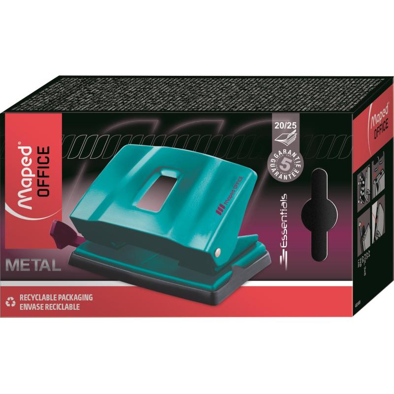 Дырокол Maped Essentials Metal Deco до 20 листов, металл,бирюзовый,402400