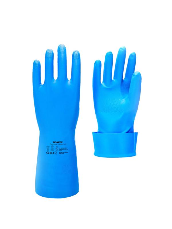Перчатки защитные нитрил КЩС SCAFFA Практик цв.синий р.11