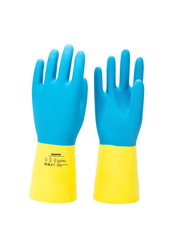 Перчатки защитные латекс/неопрен КЩС SCAFFA р.11,1 пара