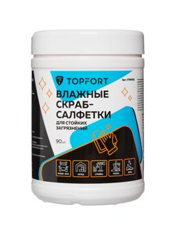 Салфетки влажные TOPFORT СКРАБ для очистки рук от сильных загрязн. уп.90шт