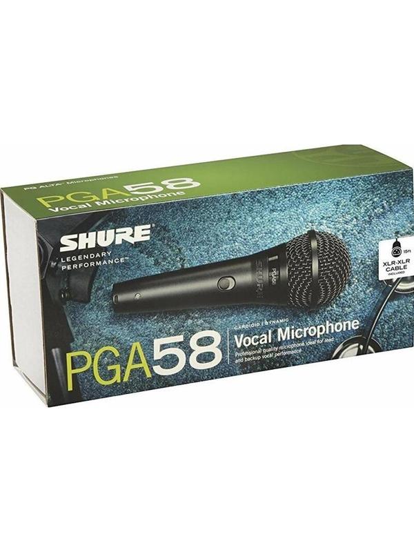 Микрофон Shure PGA58-XLR-E, кардиоидный вокальный, c выкл (кабель XLR -XLR)