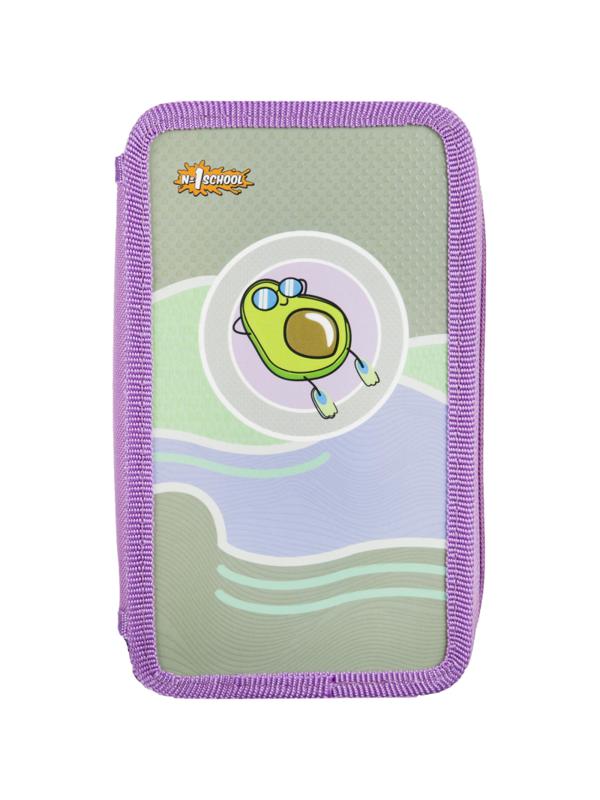 Пенал №1School Avocado cruise 2 отд.,ламинат,выборочн. лак,190x110мм,ПКК 11