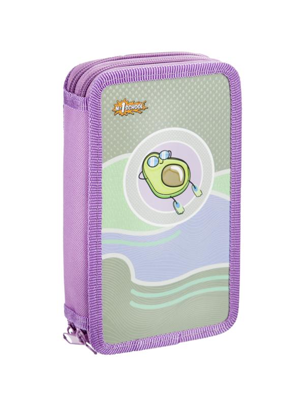 Пенал №1School Avocado cruise 2 отд.,ламинат,выборочн. лак,190x110мм,ПКК 11