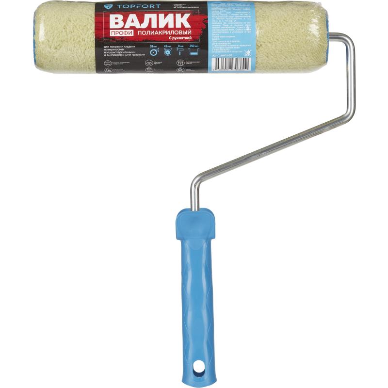 Валик с ручкой полиакриловый Профи TOPFORT 25 мм бюгель 8
