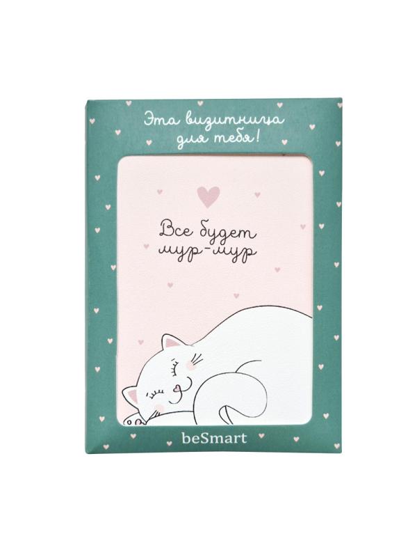 Обложка для проездного билета, 77х100 мм, искусс кожа. Mur-Mur, кот, N2297