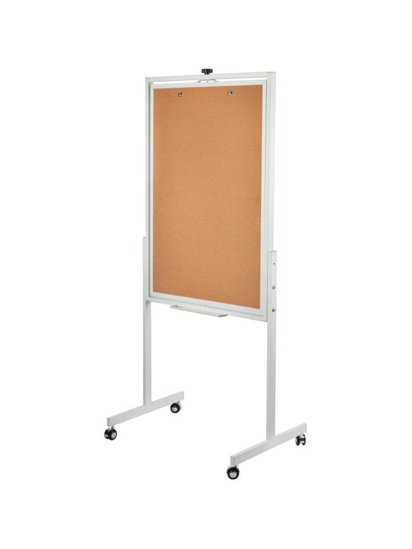 Флипчарт магнитно-маркерный/пробковый Комус 70х100 двусторонний, на роликах